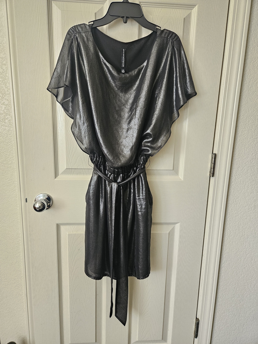 Metallic Black Dolman Sleeve Dress